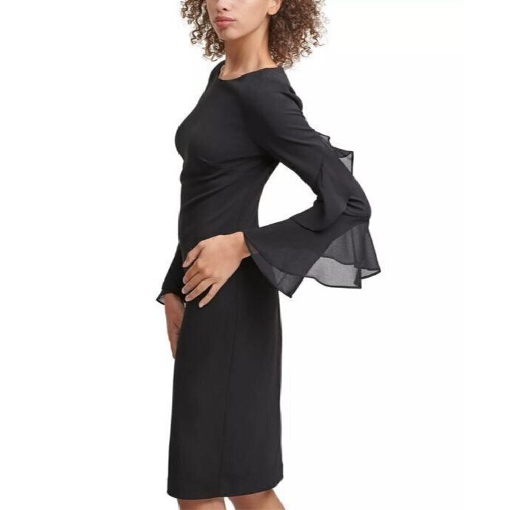 NEW! Calvin Klein Women's 10 Ruffled-Sleeve Sheath Dress NWT $134 - Picture 3 of 4